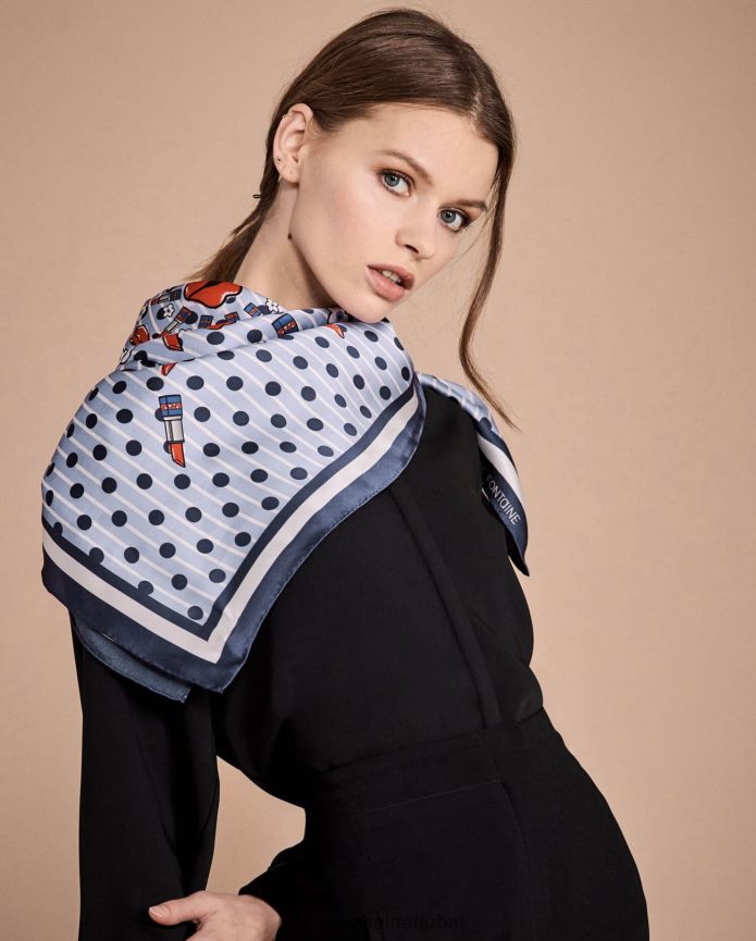 مُكَمِّلات عبد اللطيف Anne Fontaine نحيف وشاح تانيا وشاح مربع من الحرير المطبوع أنيق T622DL637