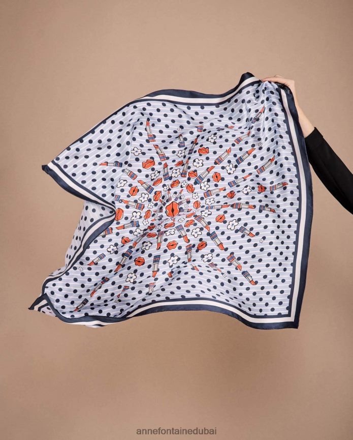 مُكَمِّلات عبد اللطيف Anne Fontaine نحيف وشاح تانيا وشاح مربع من الحرير المطبوع أنيق T622DL637