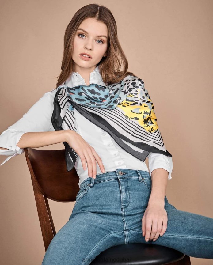 مُكَمِّلات عبد اللطيف Anne Fontaine نحيف وشاح تيريل وشاح من الحرير الفهد بألوان الباستيل أنيق T622DL638