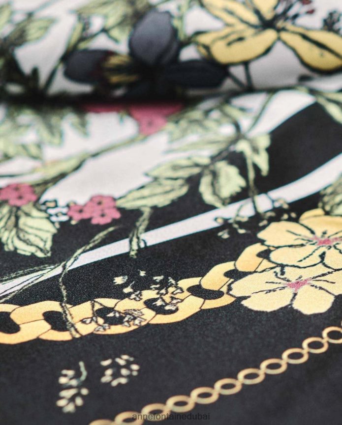 مُكَمِّلات عبد اللطيف Anne Fontaine نحيف وشاح تيفا وشاح حريري مربع مع باقات الورد زهري T622DL639