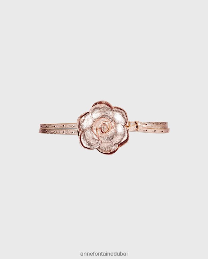 مُكَمِّلات عبد اللطيف Anne Fontaine نحيف حزام تيلانا حزام معدني مع وردة كبيرة الحجم ذهب T622DL652