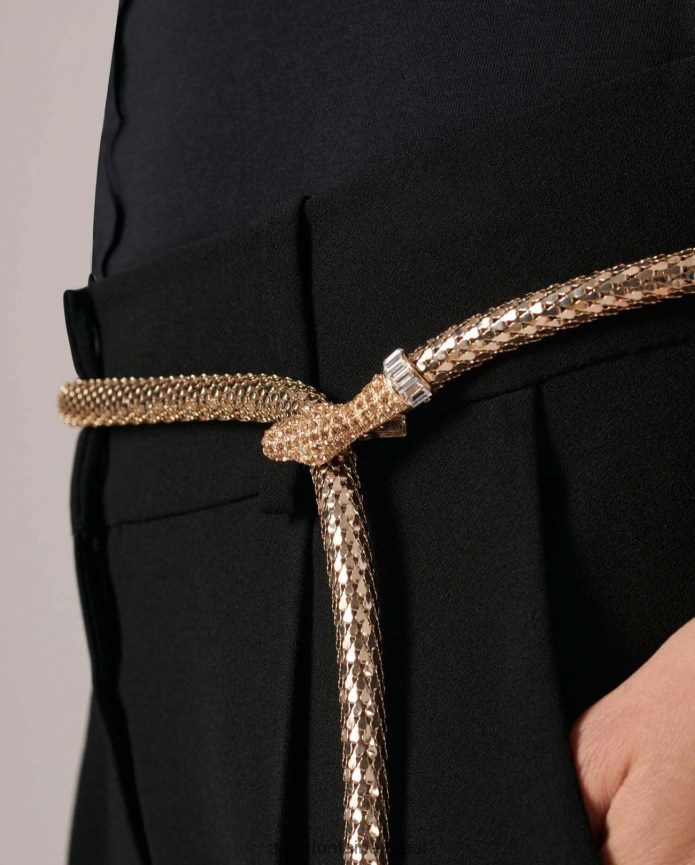 مُكَمِّلات عبد اللطيف Anne Fontaine نحيف حزام ايسلا حزام الثعبان المعدني ذهب ابيض T622DL659