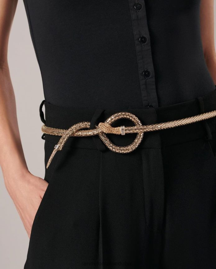 مُكَمِّلات عبد اللطيف Anne Fontaine نحيف حزام ايسلا حزام الثعبان المعدني ذهب ابيض T622DL659