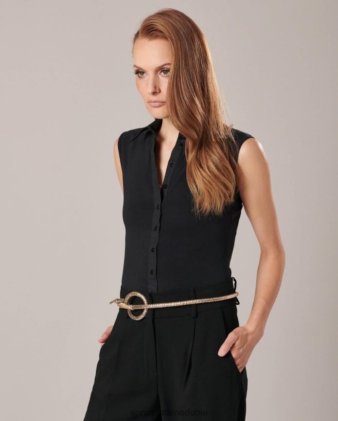 مُكَمِّلات عبد اللطيف Anne Fontaine نحيف حزام ايسلا حزام الثعبان المعدني ذهب ابيض T622DL659