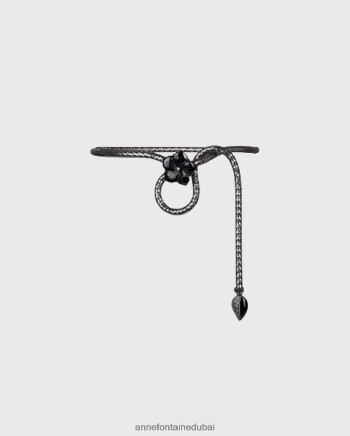 مُكَمِّلات عبد اللطيف Anne Fontaine نحيف إيسلا - حزام لوكس حزام معدني رفيع مرصع بالكريستال وزهرة في المنتصف أنيق T622DL660