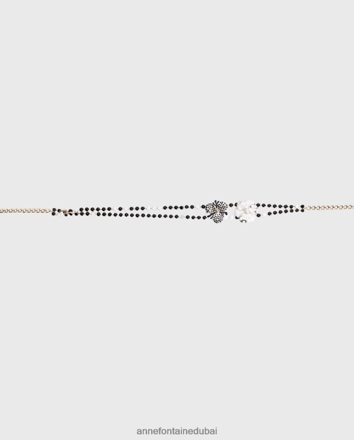 مُكَمِّلات عبد اللطيف Anne Fontaine نحيف حزام ويسلي حزام ربط الأزهار أسود/أبيض T622DL673