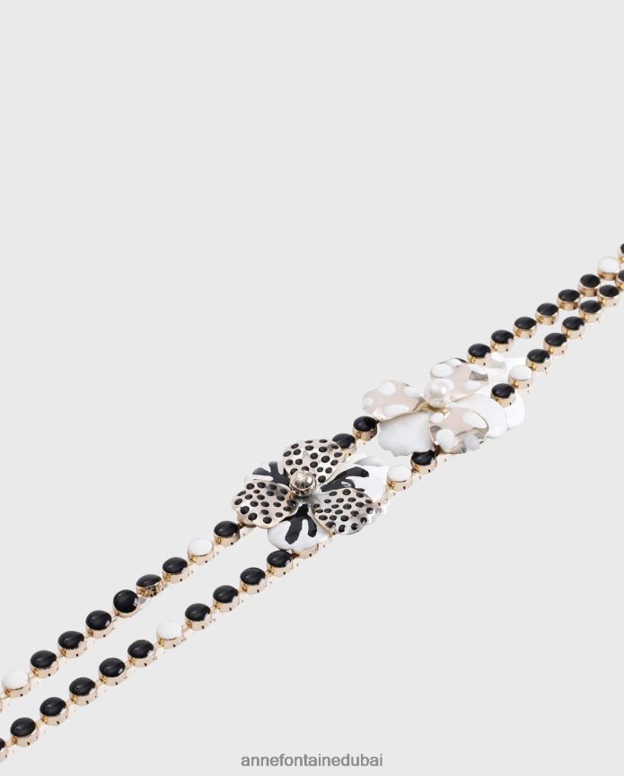 مُكَمِّلات عبد اللطيف Anne Fontaine نحيف حزام ويسلي حزام ربط الأزهار أسود/أبيض T622DL673