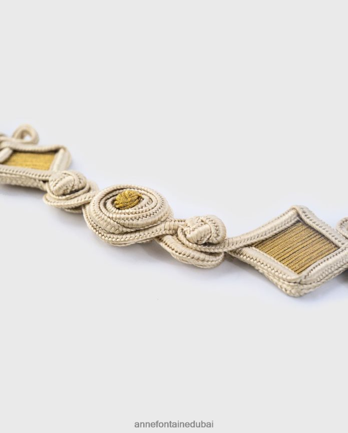 مُكَمِّلات عبد اللطيف Anne Fontaine نحيف حزام روزالبا منسوج بدوائر هندسية وأشكال ماسية طبيعي T622DL674