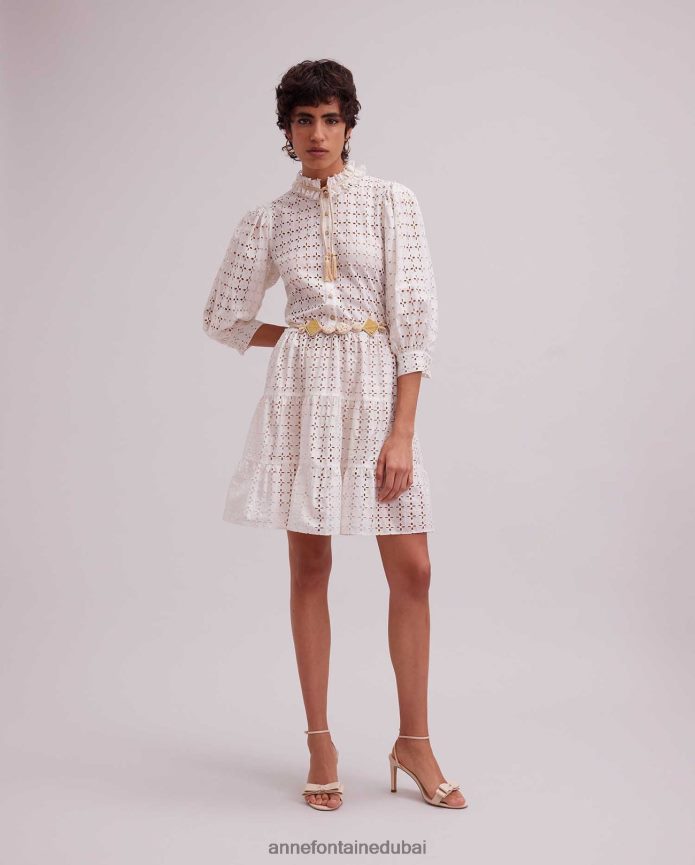 مُكَمِّلات عبد اللطيف Anne Fontaine نحيف حزام روزالبا منسوج بدوائر هندسية وأشكال ماسية طبيعي T622DL674