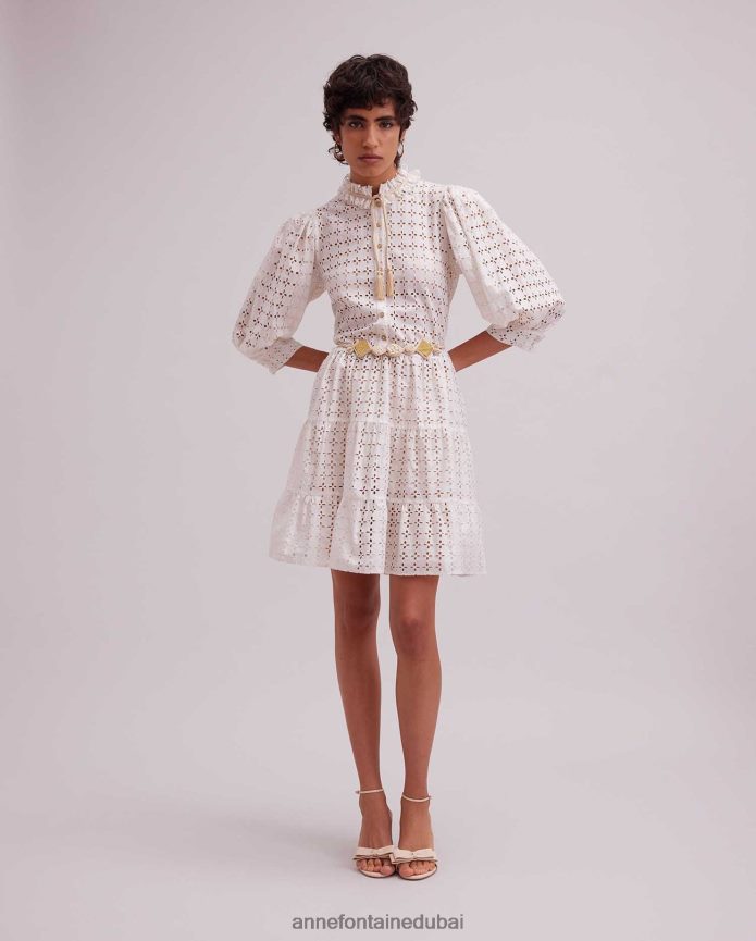 مُكَمِّلات عبد اللطيف Anne Fontaine نحيف حزام روزالبا منسوج بدوائر هندسية وأشكال ماسية طبيعي T622DL674