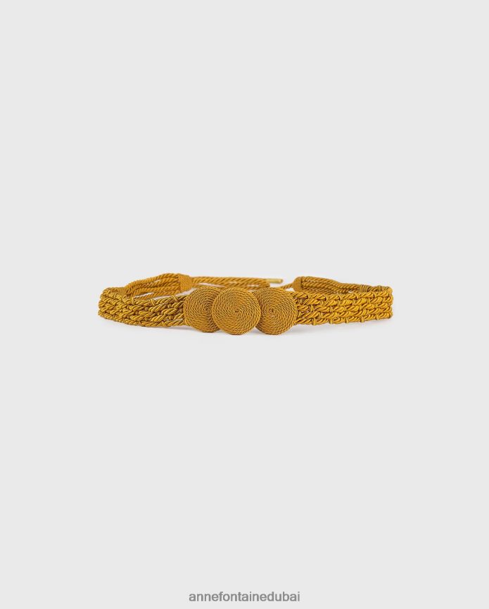 مُكَمِّلات عبد اللطيف Anne Fontaine نحيف حزام حبل بيركنز بنسيج ملتوي وثلاث دوائر مركزية ذهب T622DL680