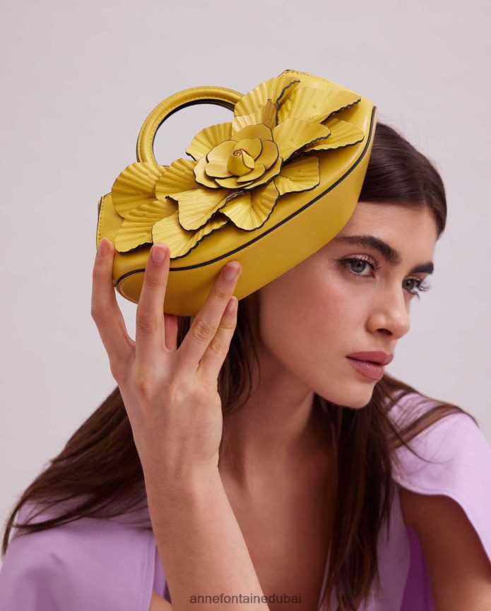 أكياس عبد اللطيف Anne Fontaine نحيف حقيبة يد سكارليت ميني حقيبة يد جلدية صغيرة من الميموزا زهري T622DL685