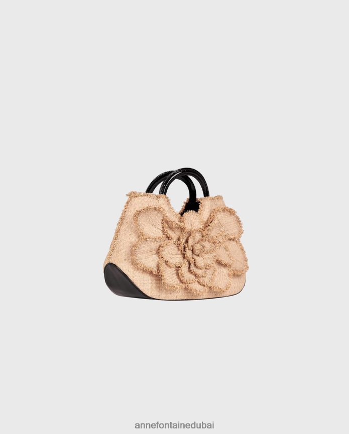 أكياس عبد اللطيف Anne Fontaine نحيف حقيبة يد سكارليت بوهو حقيبة يد مميزة من الرافية الطبيعية زهري T622DL691