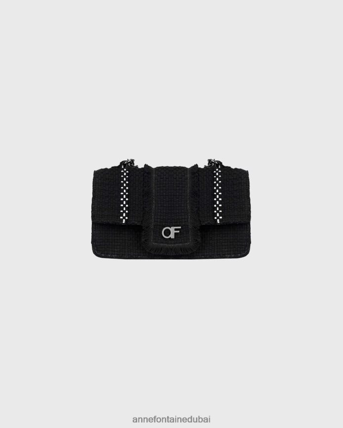 أكياس عبد اللطيف Anne Fontaine نحيف حقيبة يد ترودي حقيبة منسوجة يدويًا مع حزام سلسلة جونميتال T622DL705