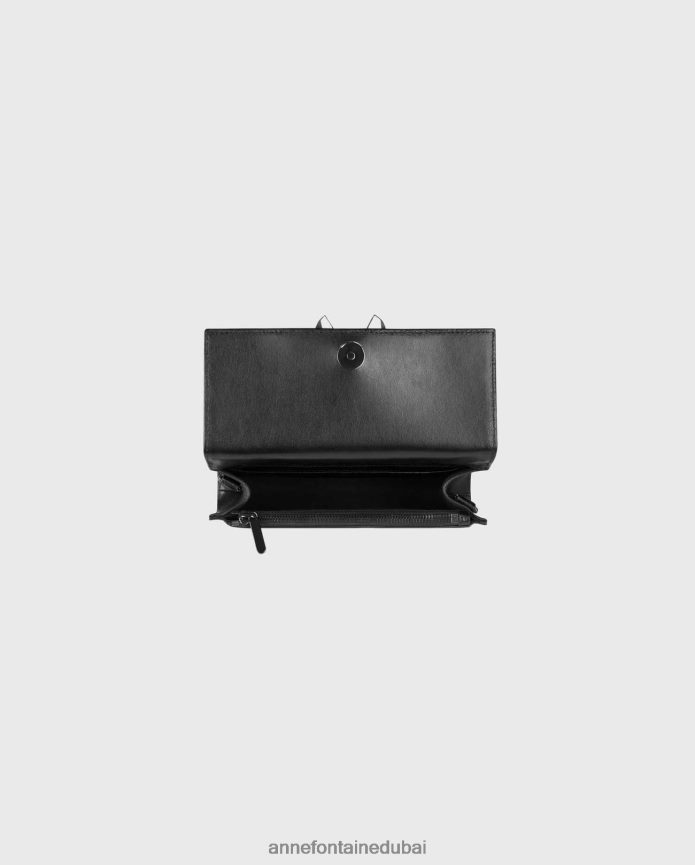 أكياس عبد اللطيف Anne Fontaine نحيف حقيبة يد إيفان الحقيبة الجلدية المخططة البحرية / الأبيض T622DL706