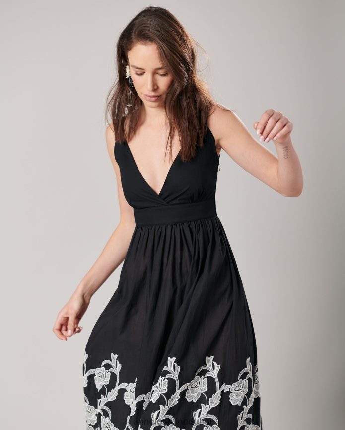 ملابس عبد اللطيف Anne Fontaine نحيف فستان فاستيل فستان ماكسي بدون أكمام مع خصر إمبراطوري أسود T622DL92