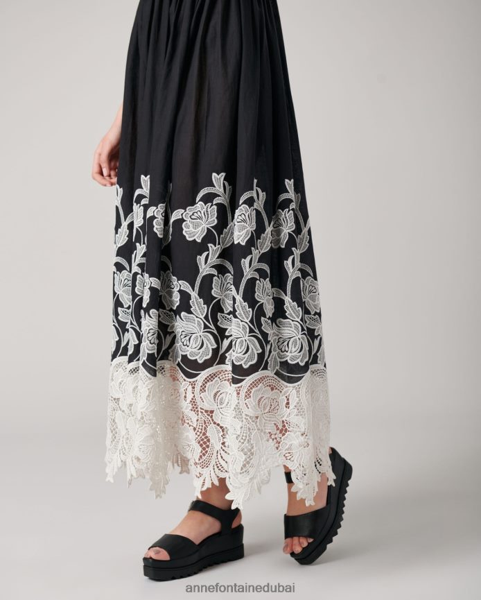 ملابس عبد اللطيف Anne Fontaine نحيف فستان فاستيل فستان ماكسي بدون أكمام مع خصر إمبراطوري أسود T622DL92