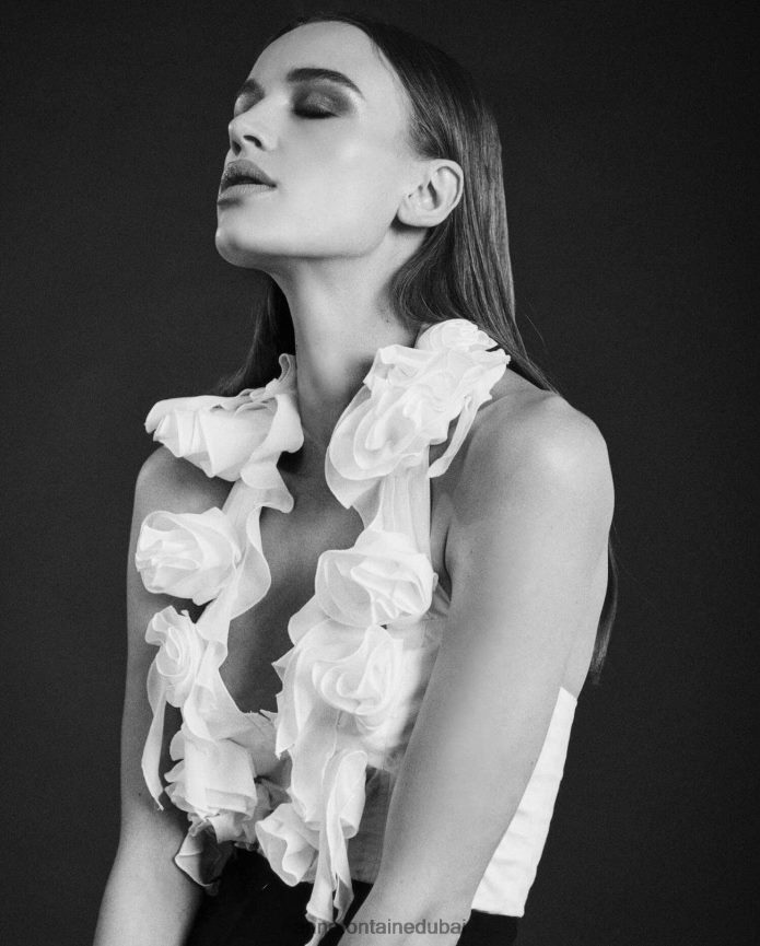 ملابس عبد اللطيف Anne Fontaine نحيف بلوزة فاهيلا قميص بدون أكمام على شكل رسن مع فتحة رقبة على شكل حرف V أبيض T622DL193