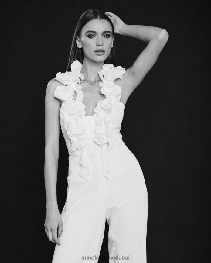 ملابس عبد اللطيف Anne Fontaine نحيف بلوزة فاهيلا قميص بدون أكمام على شكل رسن مع فتحة رقبة على شكل حرف V أبيض T622DL193