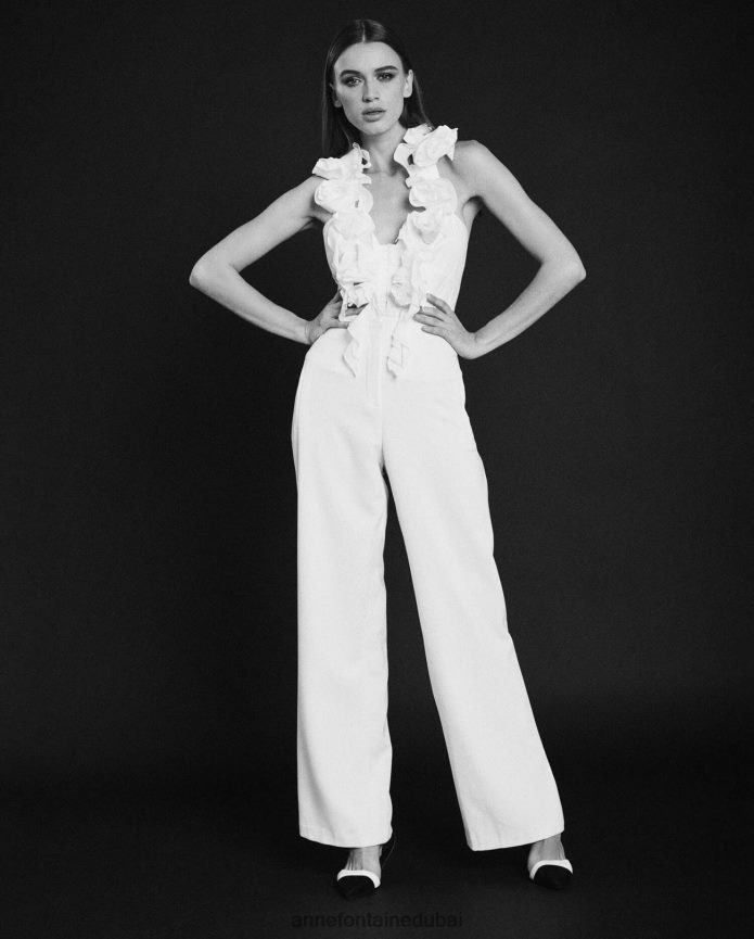 ملابس عبد اللطيف Anne Fontaine نحيف بلوزة فاهيلا قميص بدون أكمام على شكل رسن مع فتحة رقبة على شكل حرف V أبيض T622DL193