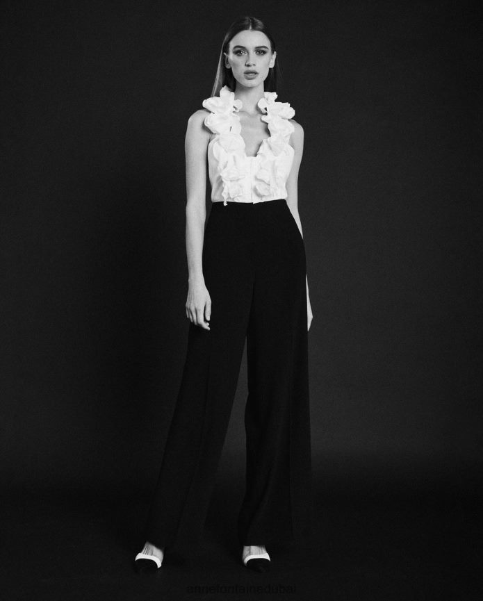 ملابس عبد اللطيف Anne Fontaine نحيف بلوزة فاهيلا قميص بدون أكمام على شكل رسن مع فتحة رقبة على شكل حرف V أبيض T622DL193