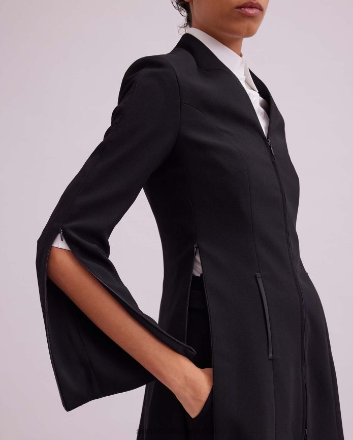 ملابس عبد اللطيف Anne Fontaine نحيف سترة Vazar سترة برقبة على شكل حرف V مع جيوب مبطنة من الساتان أسود T622DL460
