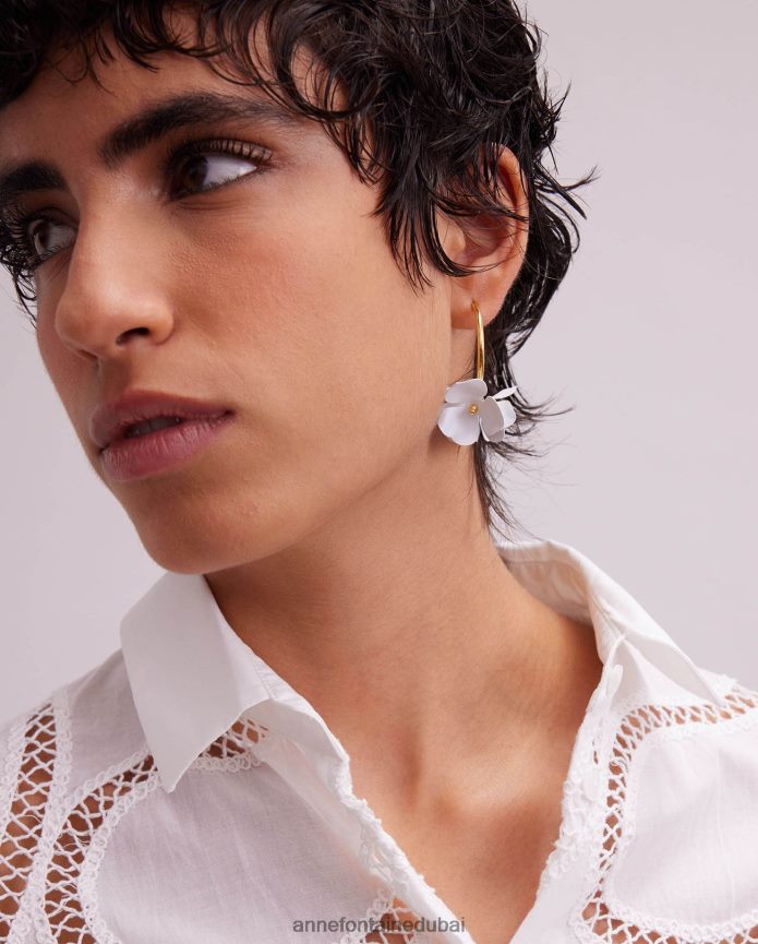 مُكَمِّلات عبد اللطيف Anne Fontaine نحيف أقراط egea وأقراط زهرة ذهب ابيض T622DL580