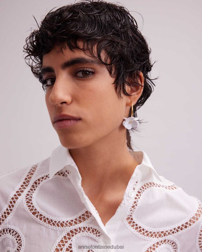 مُكَمِّلات عبد اللطيف Anne Fontaine نحيف أقراط egea وأقراط زهرة ذهب ابيض T622DL580