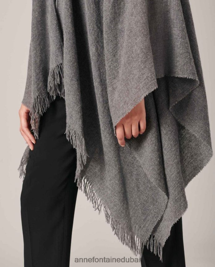 ملابس عبد اللطيف Anne Fontaine نحيف معطف من الصوف gus poncho مع ياقة من الفرو أنيق T622DL492