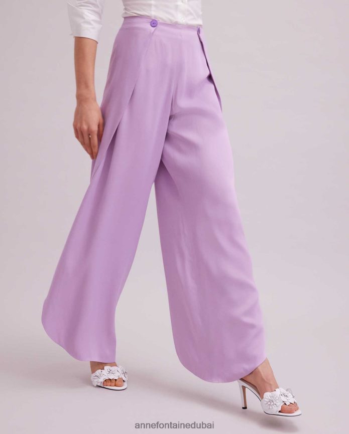 ملابس عبد اللطيف Anne Fontaine نحيف بنطلون keldrey بنطلون أرجواني مفتوح الساق من زهور التوليب com.parme T622DL388