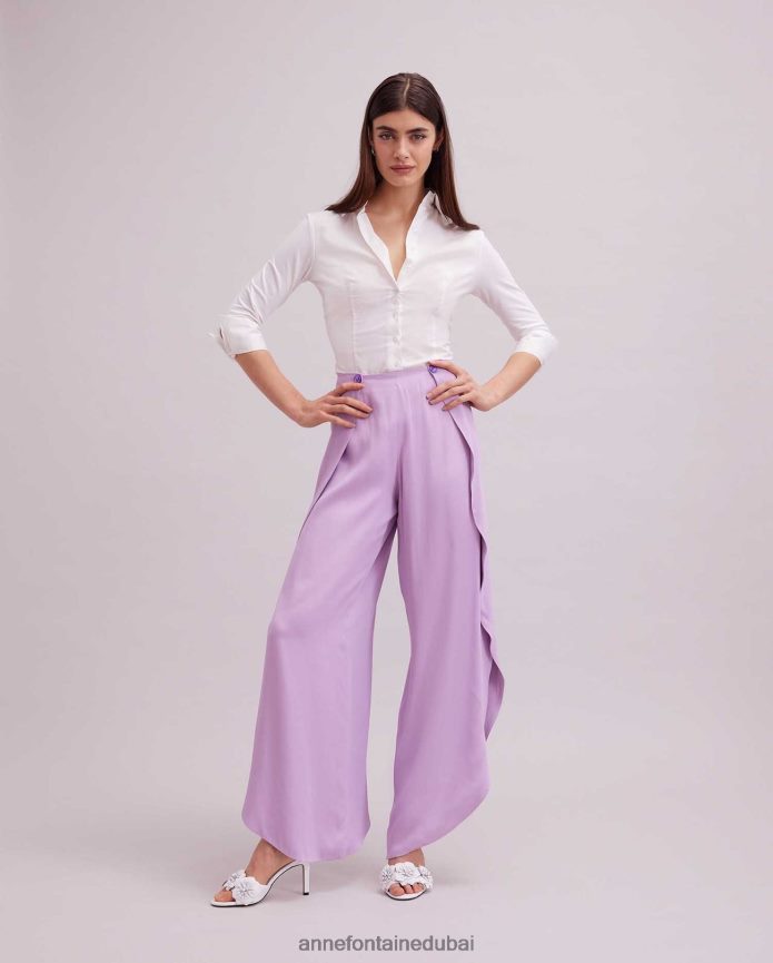 ملابس عبد اللطيف Anne Fontaine نحيف بنطلون keldrey بنطلون أرجواني مفتوح الساق من زهور التوليب com.parme T622DL388