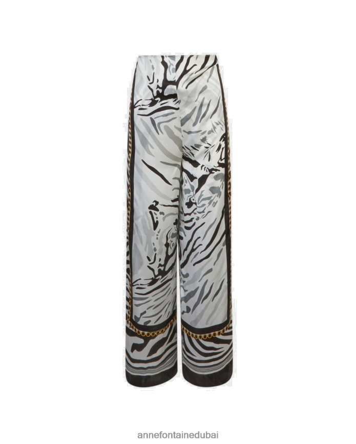 ملابس عبد اللطيف Anne Fontaine نحيف oc بانت وسروال الخصر ربطة عنق الحرير أسود/أبيض T622DL336