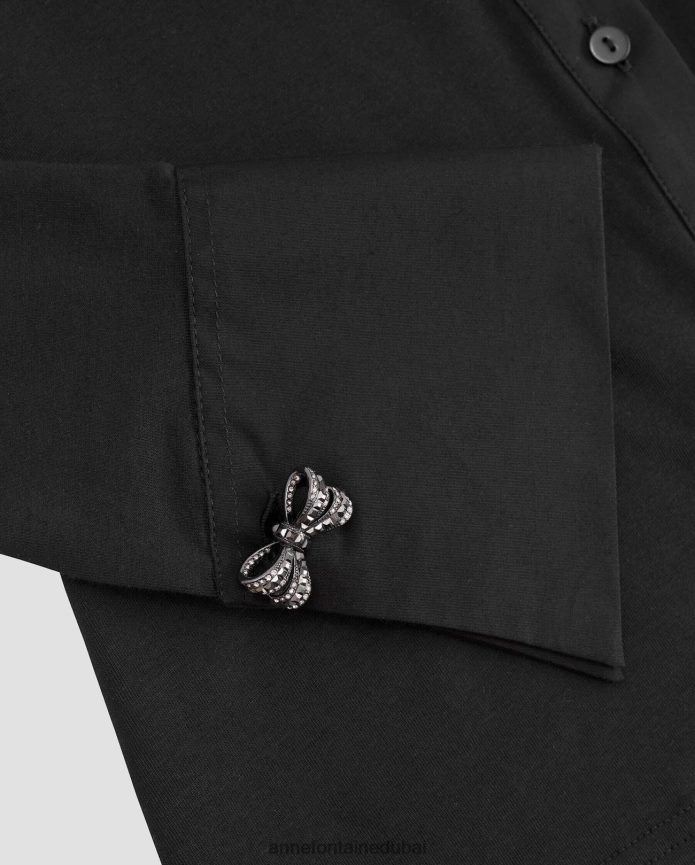 مُكَمِّلات عبد اللطيف Anne Fontaine نحيف أزرار أكمام على شكل قوس من ouzo مع لمسة نهائية معدني T622DL563