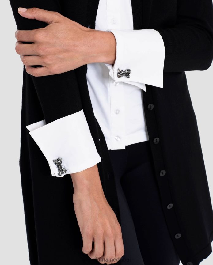 مُكَمِّلات عبد اللطيف Anne Fontaine نحيف أزرار أكمام على شكل قوس من ouzo مع لمسة نهائية معدني T622DL563