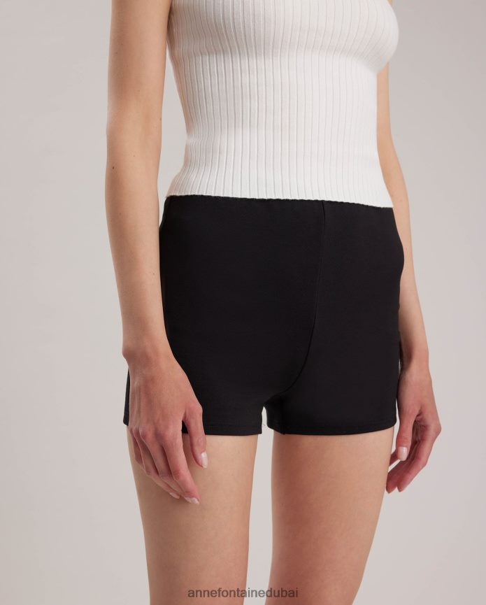 ملابس عبد اللطيف Anne Fontaine نحيف sana شورت بايكر قصير من الجيرسي المرن أسود T622DL339