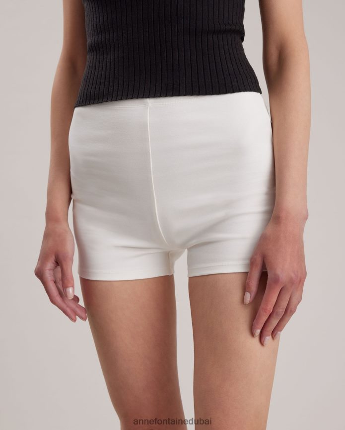 ملابس عبد اللطيف Anne Fontaine نحيف شورت sana قصير لراكبي الدراجات النارية من الجيرسيه المطاطي أبيض T622DL341