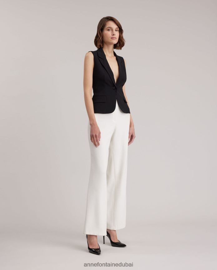 ملابس عبد اللطيف Anne Fontaine نحيف سترة varly سترة مصممة بزر واحد مع طية صدر السترة أسود T622DL414