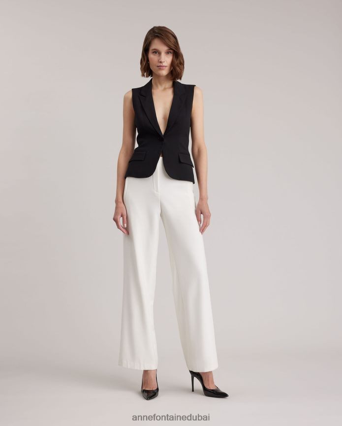 ملابس عبد اللطيف Anne Fontaine نحيف سترة varly سترة مصممة بزر واحد مع طية صدر السترة أسود T622DL414