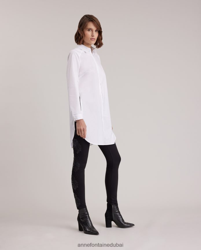 ملابس عبد اللطيف Anne Fontaine نحيف بنطال vonya بطول كامل مع زخارف وردية عمودية أسود T622DL382