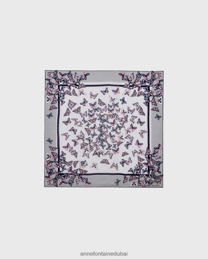 مُكَمِّلات عبد اللطيف Anne Fontaine نحيف وشاح vutterfly وشاح طباعة الفراشة أنيق T622DL609